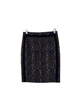 DVF Marta Python Print Pencil Skirt US 8 Jacquard Framed Snakeskin Office Career
